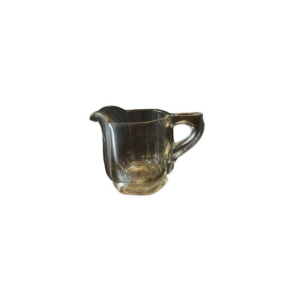 Vintage Heisey Glass Creamer Hexagon Sunburst Base Transparent Classic Style - Picture 8 of 12